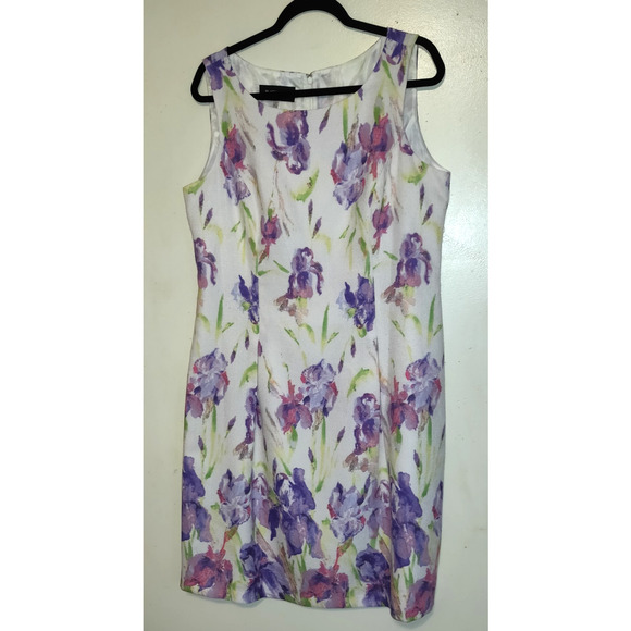 Black Label Evan Picone Sheath Dress Sz 14 Floral  Art To Wear Church Artsy - Picture 1 of 16